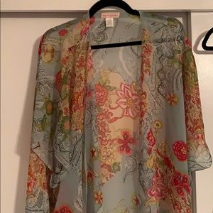 Turquoise and floral kimono